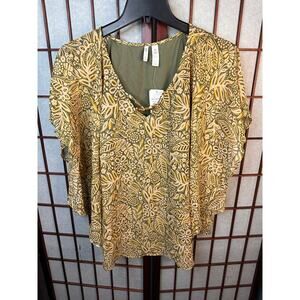 Cato J/M Sportswear sleeveless top in a green and yellow floral pattern medium